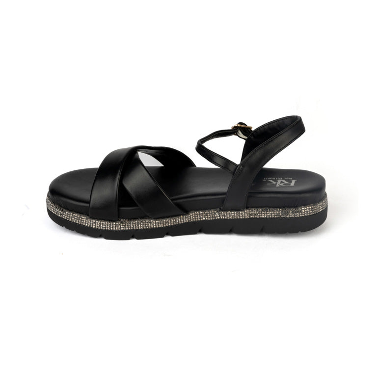 RIKELI121B CASUAL SANDALIAS FLAT Negro