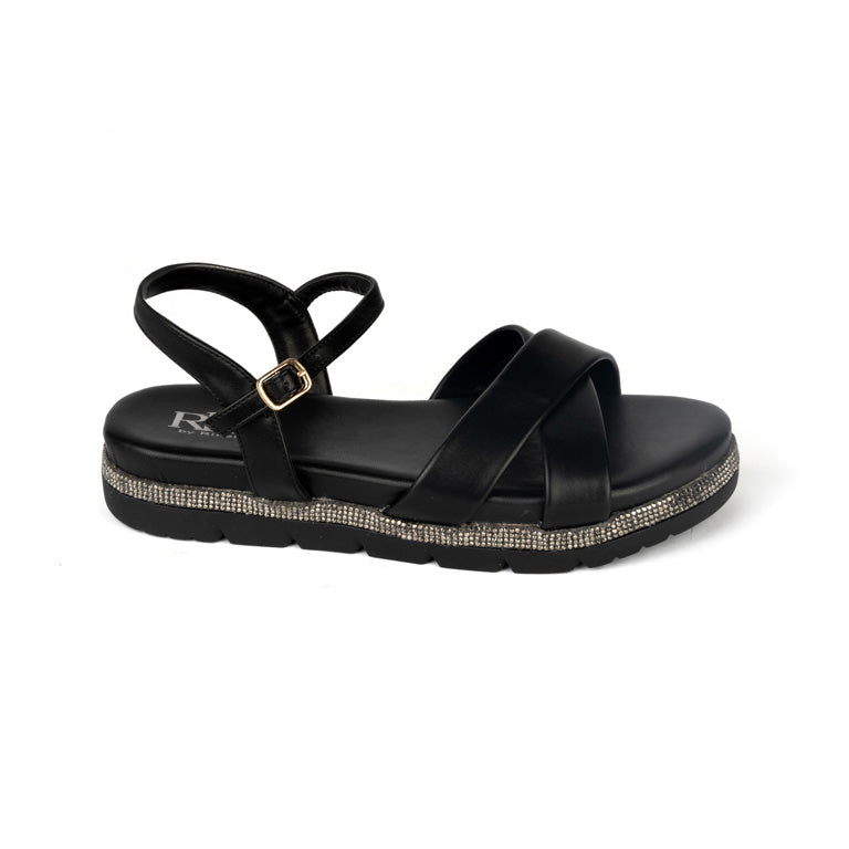 RIKELI121A CASUAL SANDALIAS FLAT Negro