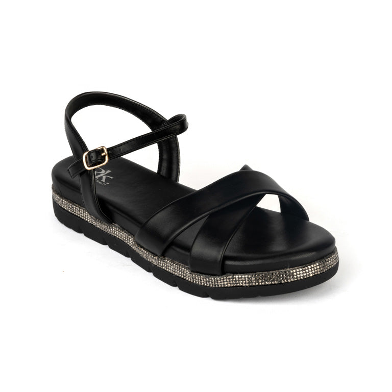RIKELI121A CASUAL SANDALIAS FLAT Negro