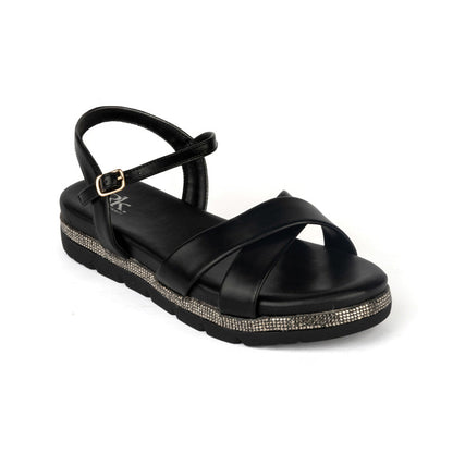 RIKELI121A CASUAL SANDALIAS FLAT Negro
